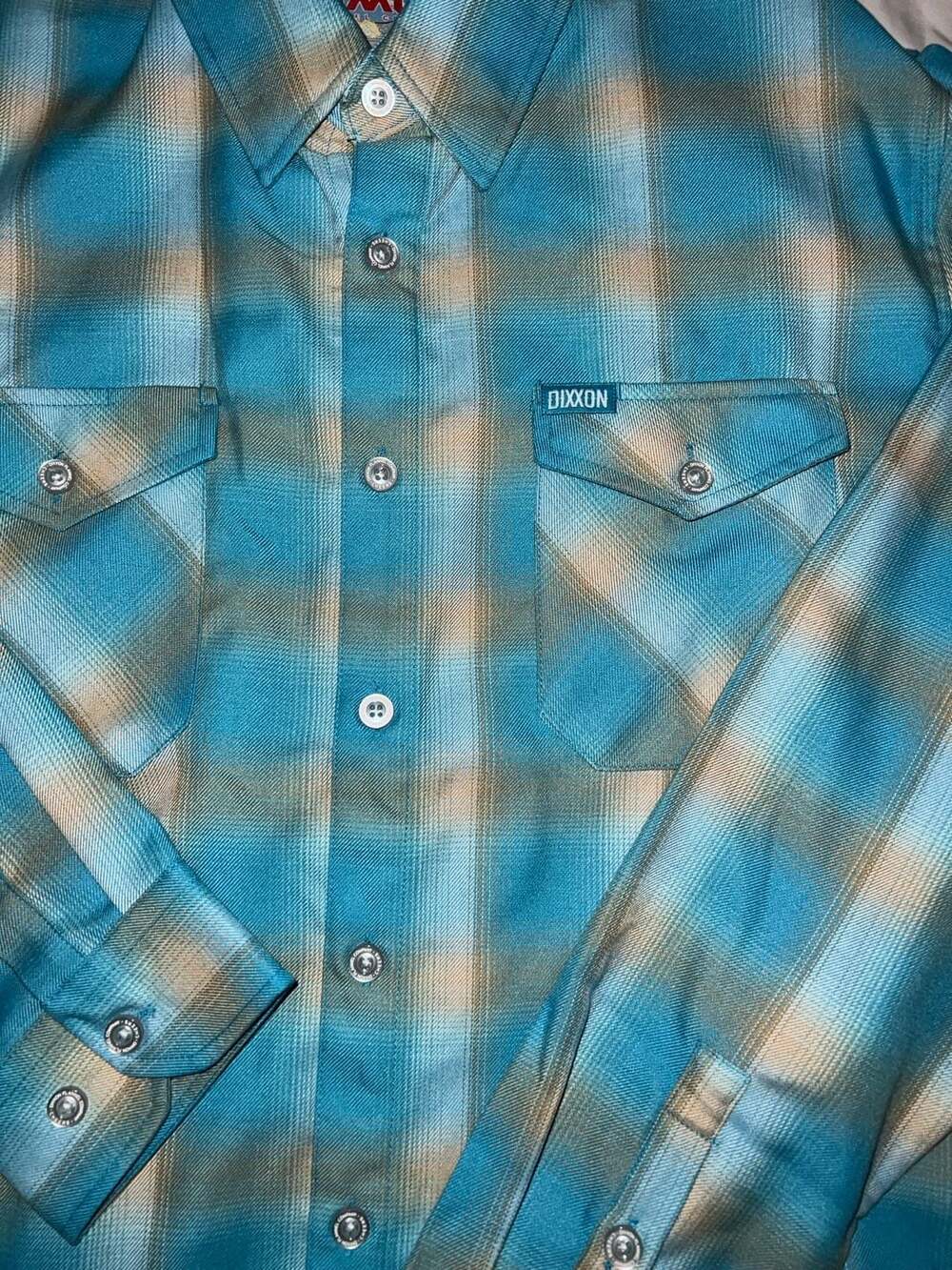 Dixxon Flannel Co. Men's A Cold One Blue and Tan Plaid Flannel Shirt - Picture 2 of 4